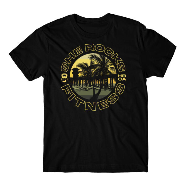 SHE ROCKS - HB PIER SUNSET - UNISEX (OVERSIZED) T-SHIRT - BLACK - TJS1QF Thumbnail