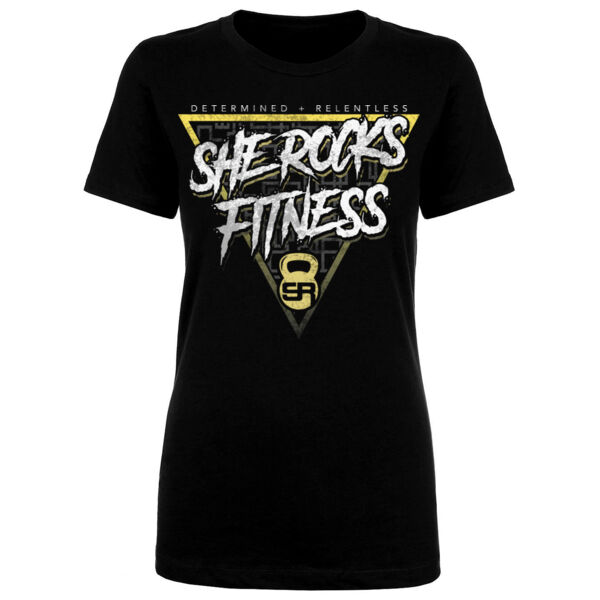SHE ROCKS - DETERMINED + RELENTLESS - WOMEN'S FITTED T-SHIRT - BLACK - 3DU7S1 Thumbnail