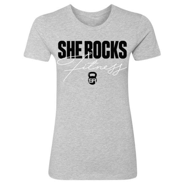 SHE ROCKS - BLOCK SCRIPT - WOMEN'S FITTED T-SHIRT - LIGHT GRAY HEATHER - $5YF2SJ$ Thumbnail