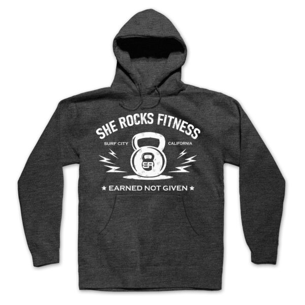 SHE ROCKS - EARNED NOT GIVEN - UNISEX (OVERSIZED) HOODIE - CHARCOAL GRAY HEATHER - $9RD6C8$ Thumbnail